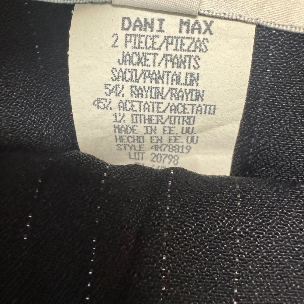 Lois Snyder Dani Max Womens 16 Black Silver Pinstripe 2 Piece Pant Suit Set - Picture 5 of 6